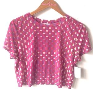 (A6) BP. Sheer Checkered shortsleeved crop top, Size 1X, NWT